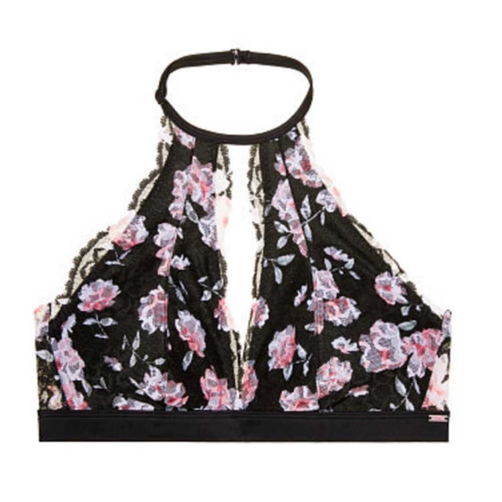 Victoria’s Secret Lace Lightly Lined Keyhole Bralette with Halter Top size Large